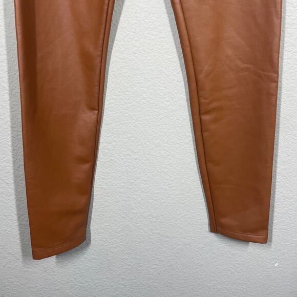 Calzedonia Womens Medium Thermal Faux Leather Leggings Brown Pull On - Picture 4 of 11